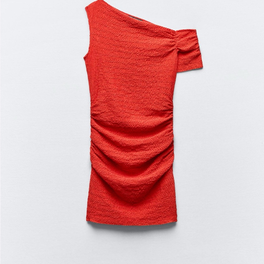 Zara TEXTURED ASYMMETRIC DRESS size Large